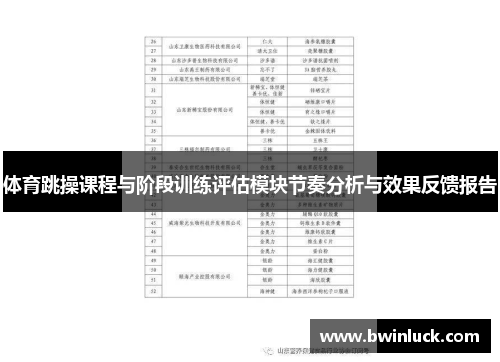 体育跳操课程与阶段训练评估模块节奏分析与效果反馈报告